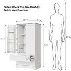 Meuble de rangement de cuisine, armoire de rangement de salle de bain autoportante avec 2 portes et tiroirs
