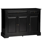 Bahut de rangement moderne avec placards, 2 tiroirs et étagères réglables, noir