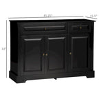 Bahut de rangement moderne avec placards, 2 tiroirs et étagères réglables, noir