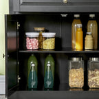 Bahut de rangement moderne avec placards, 2 tiroirs et étagères réglables, noir