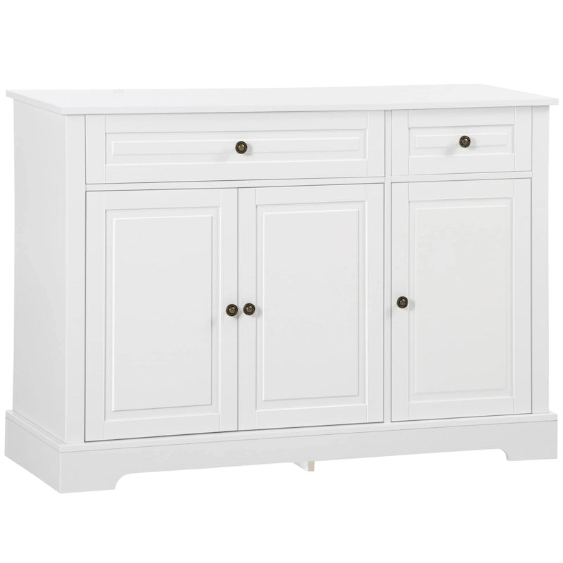 Bahut de rangement moderne avec placards, 2 tiroirs et étagères réglables, noir