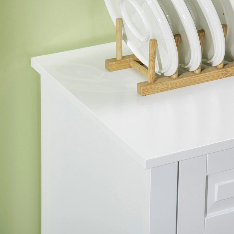 Bahut de rangement moderne avec placards, 2 tiroirs et étagères réglables, noir