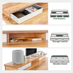 Bureau debout électrique réglable en hauteur avec 5 tiroirs, table avec étagère de rangement, bureau assis-debout