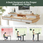 Bureau debout électrique réglable en hauteur avec 5 tiroirs, table avec étagère de rangement, bureau assis-debout