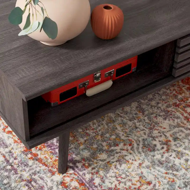 Table basse noyer 1 étagère style Mid-Century - 46 L x 23 P x 16 H - 46Lx23Px16H