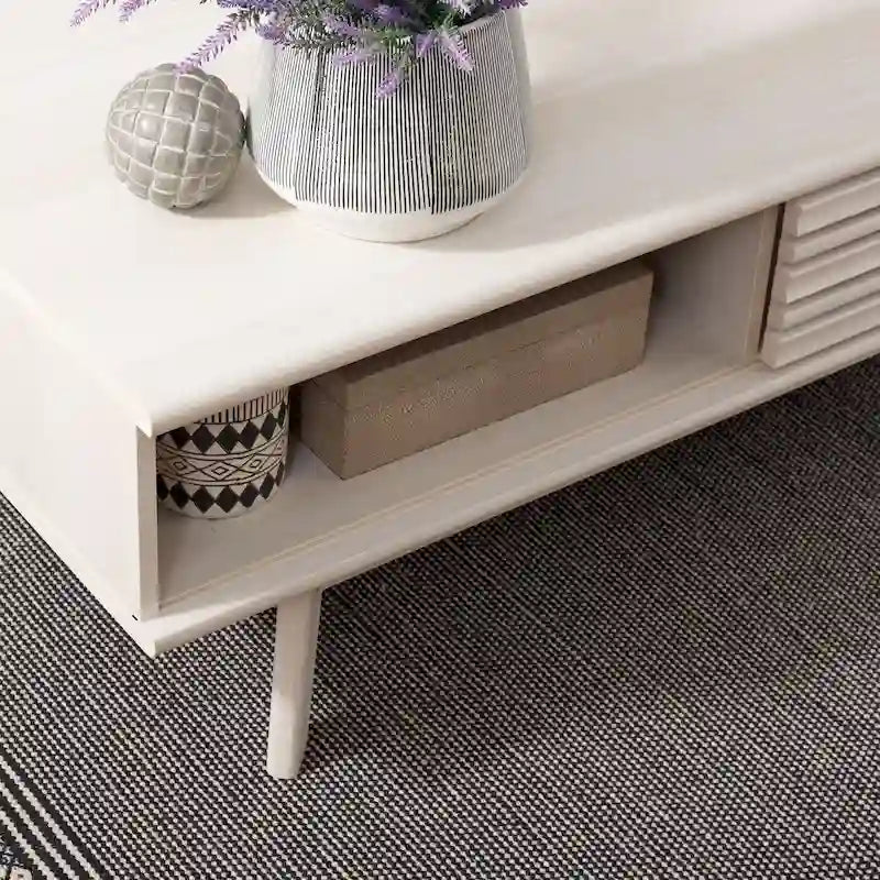 Table basse noyer 1 étagère style Mid-Century - 46 L x 23 P x 16 H - 46Lx23Px16H