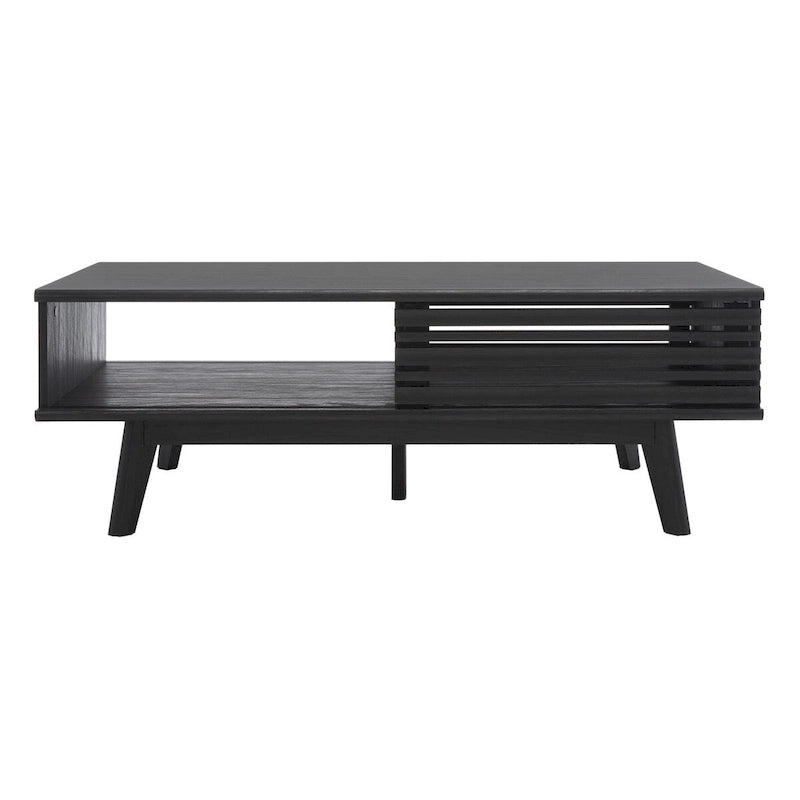 Table basse noyer 1 étagère style Mid-Century - 46 L x 23 P x 16 H - 46Lx23Px16H
