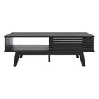 Table basse noyer 1 étagère style Mid-Century - 46 L x 23 P x 16 H - 46Lx23Px16H