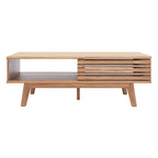 Table basse noyer 1 étagère style Mid-Century - 46 L x 23 P x 16 H - 46Lx23Px16H