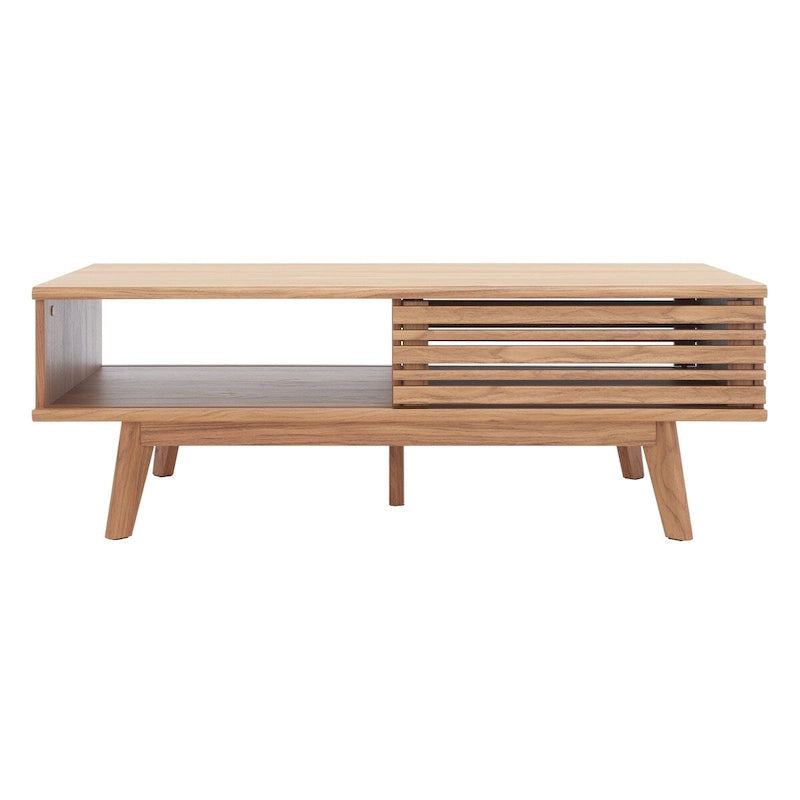 Table basse noyer 1 étagère style Mid-Century - 46 L x 23 P x 16 H - 46Lx23Px16H