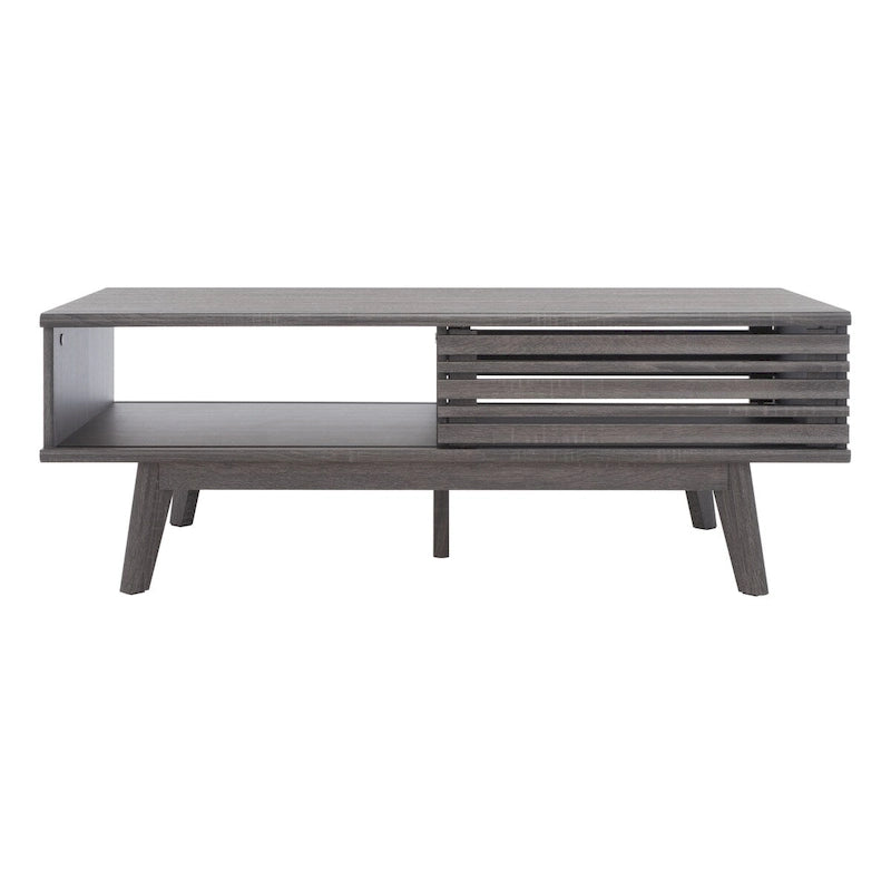 Table basse noyer 1 étagère style Mid-Century - 46 L x 23 P x 16 H - 46Lx23Px16H