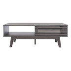 Table basse noyer 1 étagère style Mid-Century - 46 L x 23 P x 16 H - 46Lx23Px16H