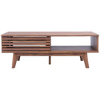 Table basse noyer 1 étagère style Mid-Century - 46 L x 23 P x 16 H - 46Lx23Px16H