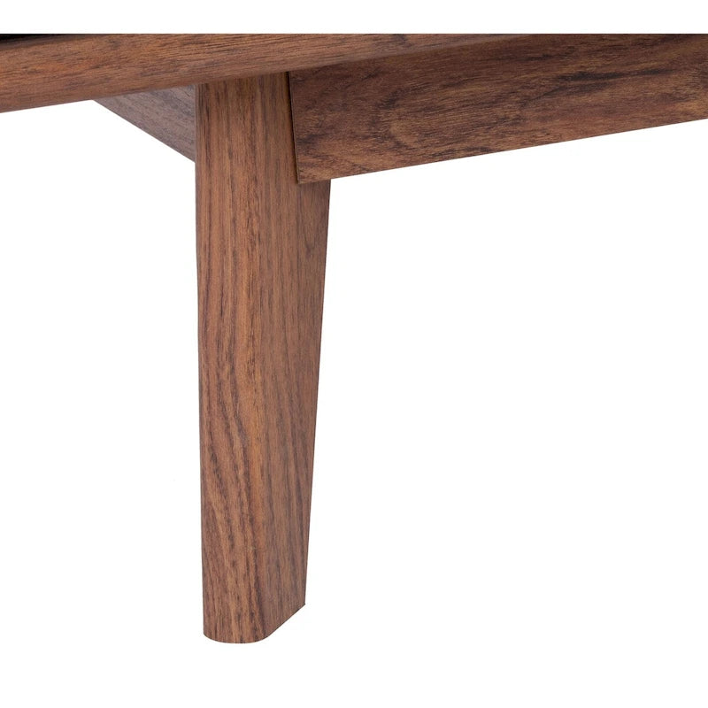 Table basse noyer 1 étagère style Mid-Century - 46 L x 23 P x 16 H - 46Lx23Px16H