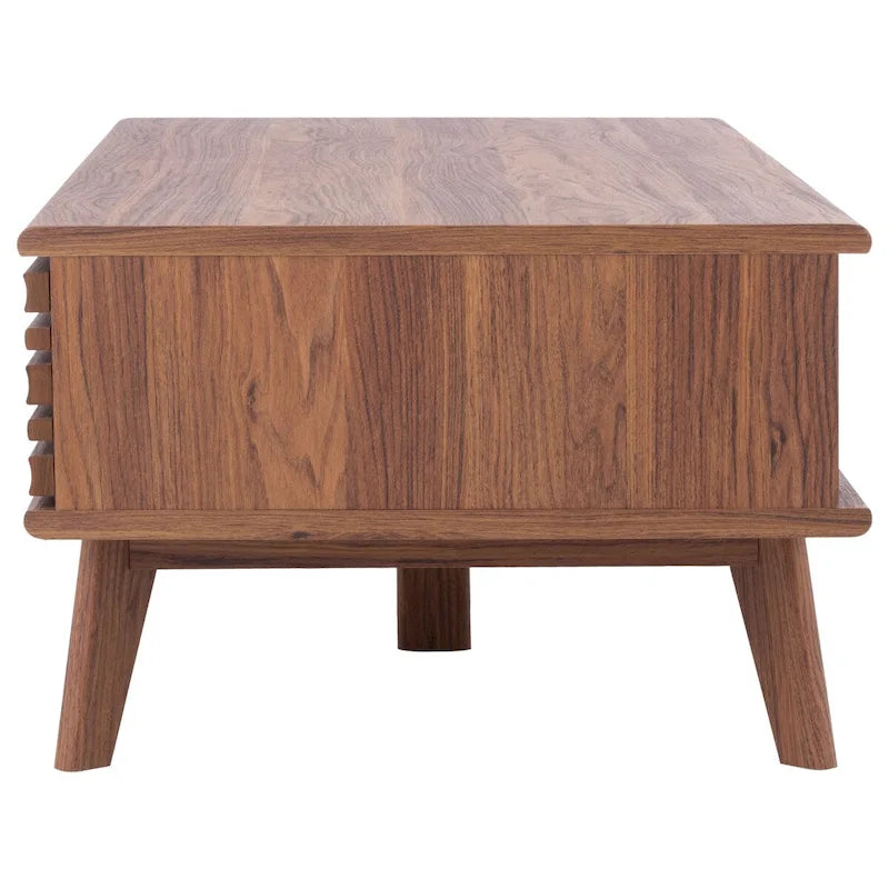 Table basse noyer 1 étagère style Mid-Century - 46 L x 23 P x 16 H - 46Lx23Px16H