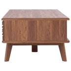 Table basse noyer 1 étagère style Mid-Century - 46 L x 23 P x 16 H - 46Lx23Px16H