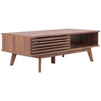Table basse noyer 1 étagère style Mid-Century - 46 L x 23 P x 16 H - 46Lx23Px16H