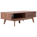 Table basse noyer 1 étagère style Mid-Century - 46 L x 23 P x 16 H - 46Lx23Px16H
