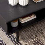 Table basse noyer 1 étagère style Mid-Century - 46 L x 23 P x 16 H - 46Lx23Px16H