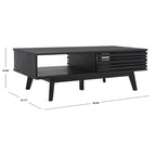 Table basse noyer 1 étagère style Mid-Century - 46 L x 23 P x 16 H - 46Lx23Px16H