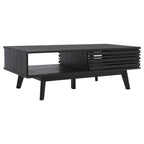Table basse noyer 1 étagère style Mid-Century - 46 L x 23 P x 16 H - 46Lx23Px16H