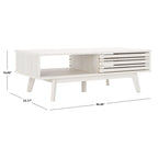 Table basse noyer 1 étagère style Mid-Century - 46 L x 23 P x 16 H - 46Lx23Px16H