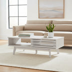 Table basse noyer 1 étagère style Mid-Century - 46 L x 23 P x 16 H - 46Lx23Px16H