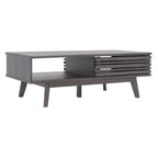 Table basse noyer 1 étagère style Mid-Century - 46 L x 23 P x 16 H - 46Lx23Px16H