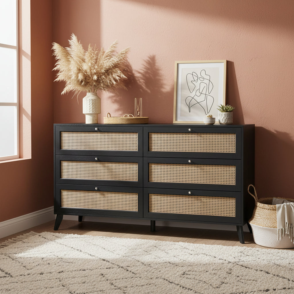 Commode noire style Mid-Century Modern