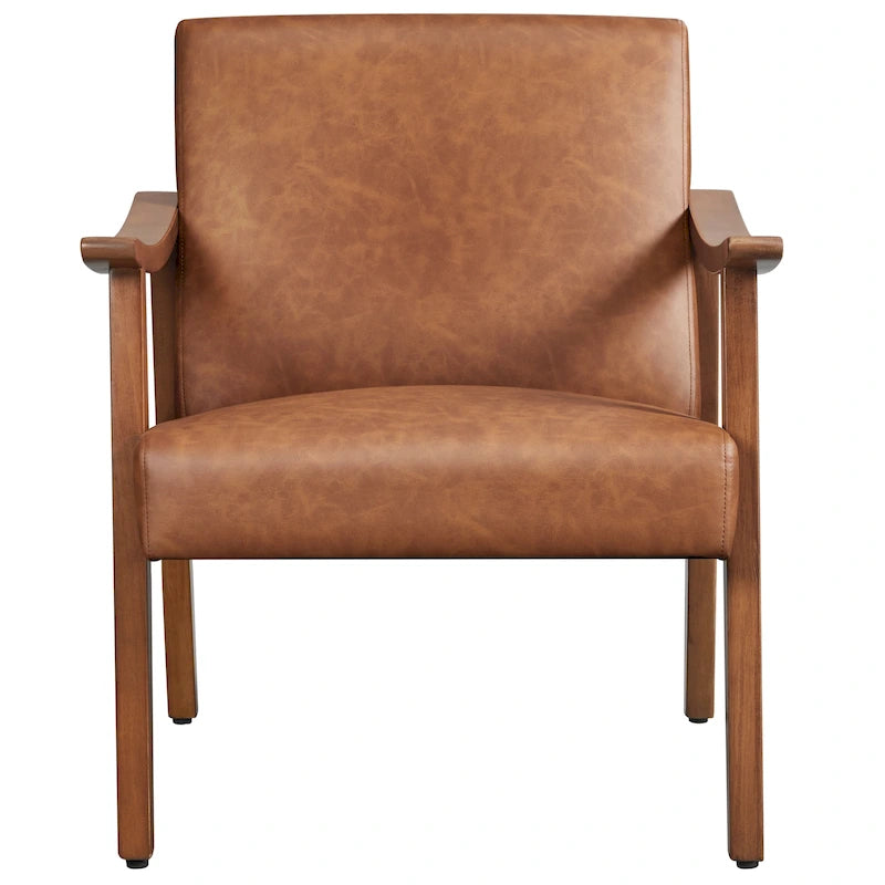 Fauteuil d'appoint rembourré en bouclette avec pieds en bois massif - 24,5 L 28 P 29 H