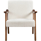 Fauteuil d'appoint rembourré en bouclette avec pieds en bois massif - 24,5 L 28 P 29 H