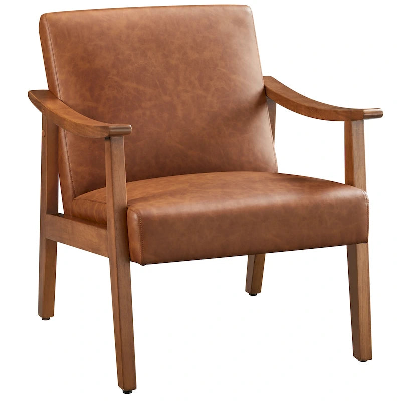 Fauteuil d'appoint rembourré en bouclette avec pieds en bois massif - 24,5 L 28 P 29 H