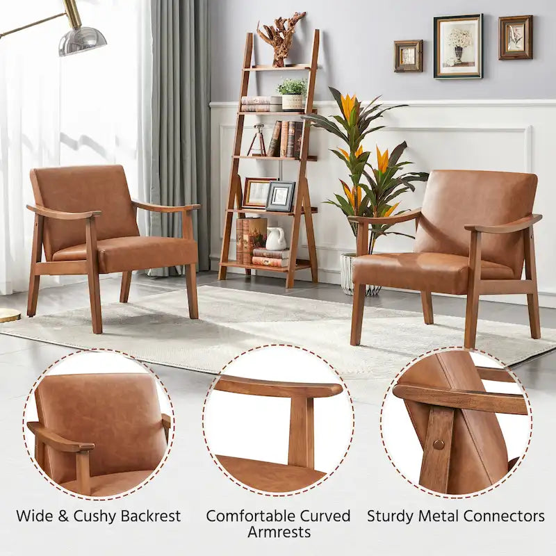 Fauteuil d'appoint rembourré en bouclette avec pieds en bois massif - 24,5 L 28 P 29 H