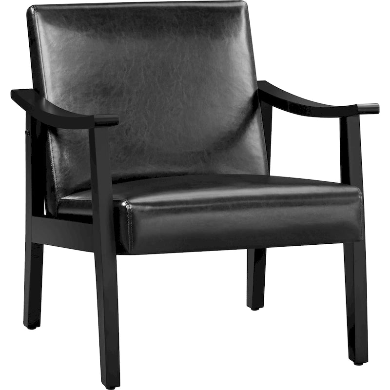 Fauteuil d'appoint rembourré en bouclette avec pieds en bois massif - 24,5 L 28 P 29 H