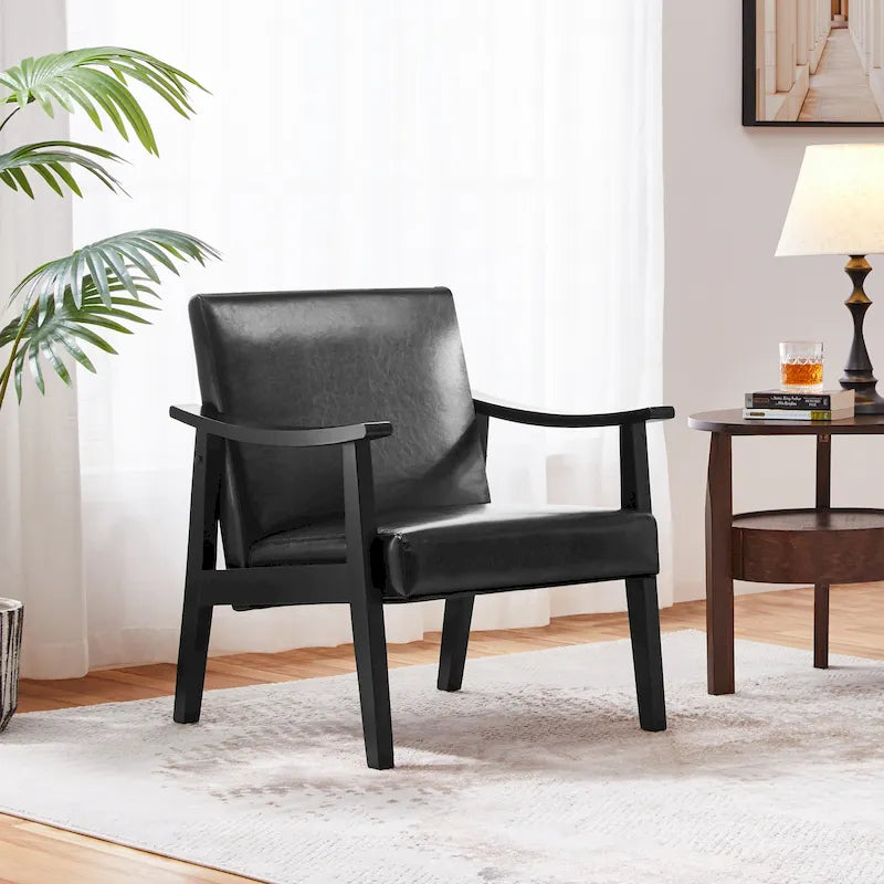 Fauteuil d'appoint rembourré en bouclette avec pieds en bois massif - 24,5 L 28 P 29 H