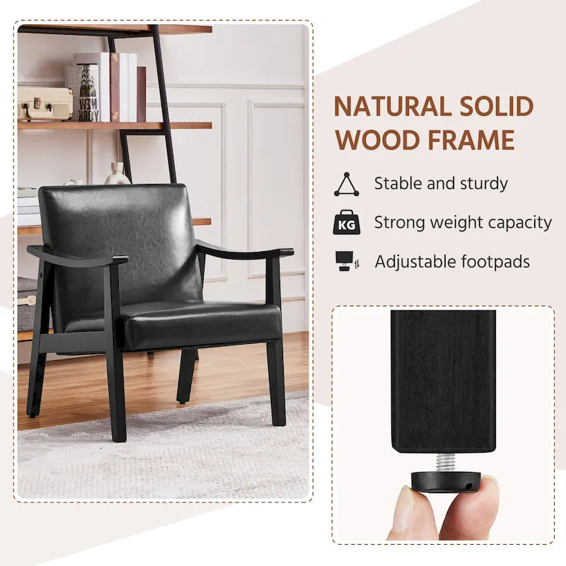Fauteuil d'appoint rembourré en bouclette avec pieds en bois massif - 24,5 L 28 P 29 H