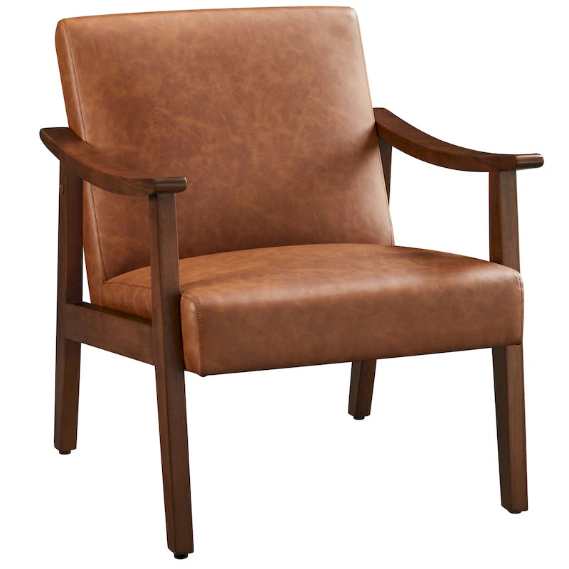 Fauteuil d'appoint rembourré en bouclette avec pieds en bois massif - 24,5 L 28 P 29 H
