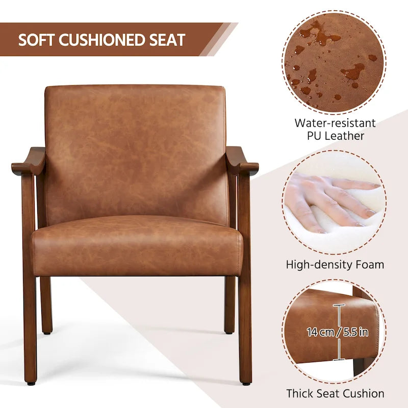 Fauteuil d'appoint rembourré en bouclette avec pieds en bois massif - 24,5 L 28 P 29 H