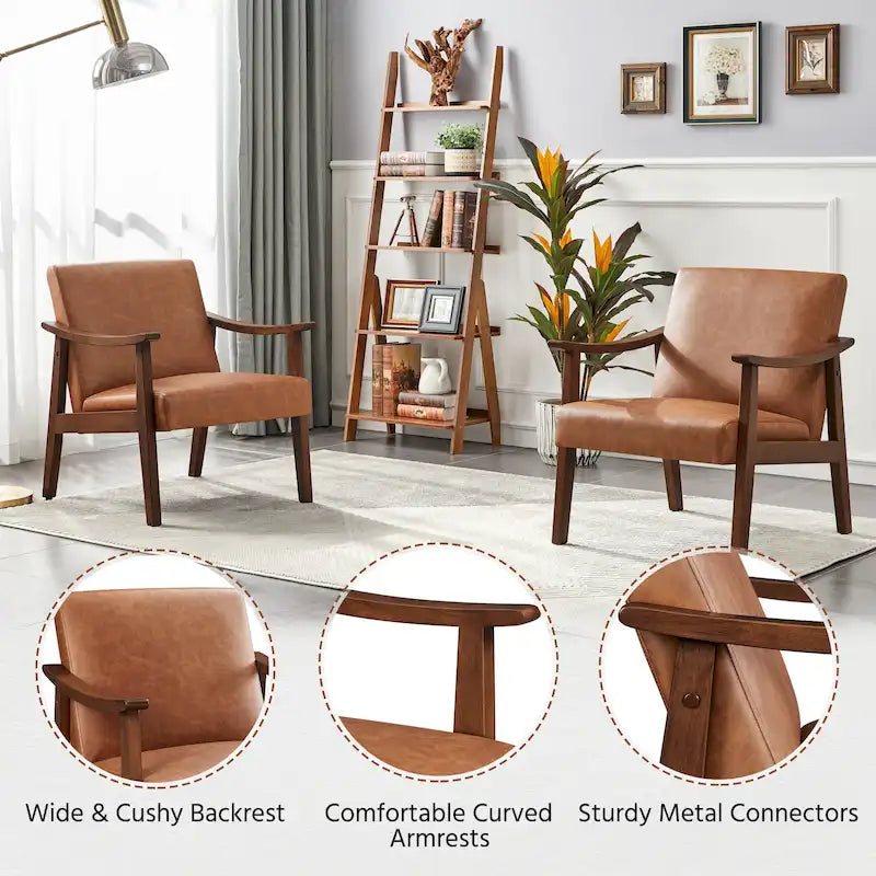 Fauteuil d'appoint rembourré en bouclette avec pieds en bois massif - 24,5 L 28 P 29 H