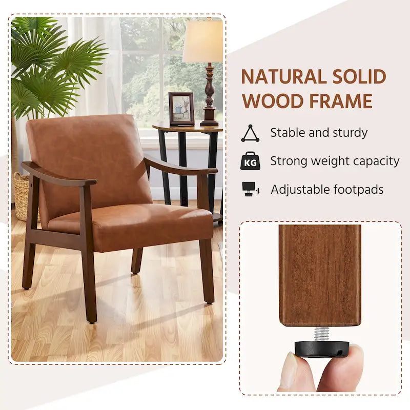 Fauteuil d'appoint rembourré en bouclette avec pieds en bois massif - 24,5 L 28 P 29 H
