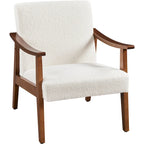 Fauteuil d'appoint rembourré en bouclette avec pieds en bois massif - 24,5 L 28 P 29 H