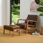 Fauteuil d'appoint moderne en similicuir avec oreiller, style milieu de siècle - 25,75 l. x 33,75 P. x 30,75 H.