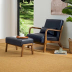 Fauteuil d'appoint moderne en similicuir avec oreiller, style milieu de siècle - 25,75 l. x 33,75 P. x 30,75 H.