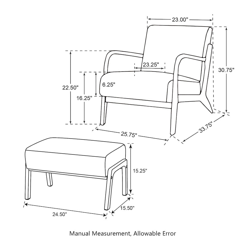 Fauteuil d'appoint moderne en similicuir avec oreiller, style milieu de siècle - 25,75 l. x 33,75 P. x 30,75 H.