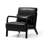 Fauteuil d'appoint moderne en similicuir avec oreiller, style milieu de siècle - 25,75 l. x 33,75 P. x 30,75 H.
