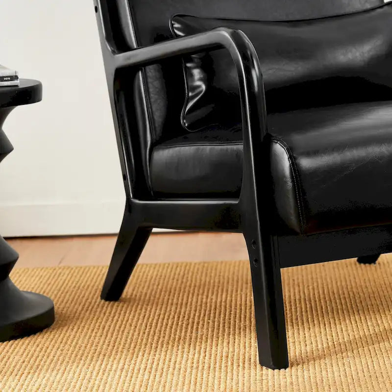 Fauteuil d'appoint moderne en similicuir avec oreiller, style milieu de siècle - 25,75 l. x 33,75 P. x 30,75 H.