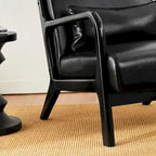 Fauteuil d'appoint moderne en similicuir avec oreiller, style milieu de siècle - 25,75 l. x 33,75 P. x 30,75 H.