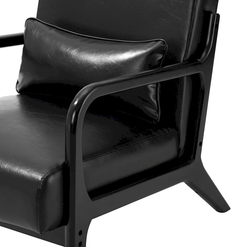 Fauteuil d'appoint moderne en similicuir avec oreiller, style milieu de siècle - 25,75 l. x 33,75 P. x 30,75 H.