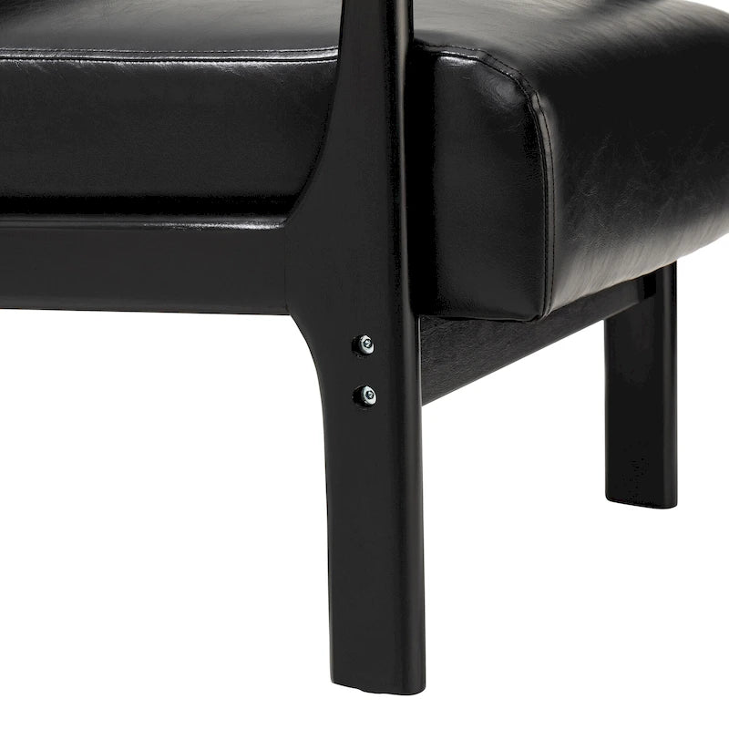 Fauteuil d'appoint moderne en similicuir avec oreiller, style milieu de siècle - 25,75 l. x 33,75 P. x 30,75 H.