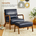 Fauteuil d'appoint moderne en similicuir avec oreiller, style milieu de siècle - 25,75 l. x 33,75 P. x 30,75 H.